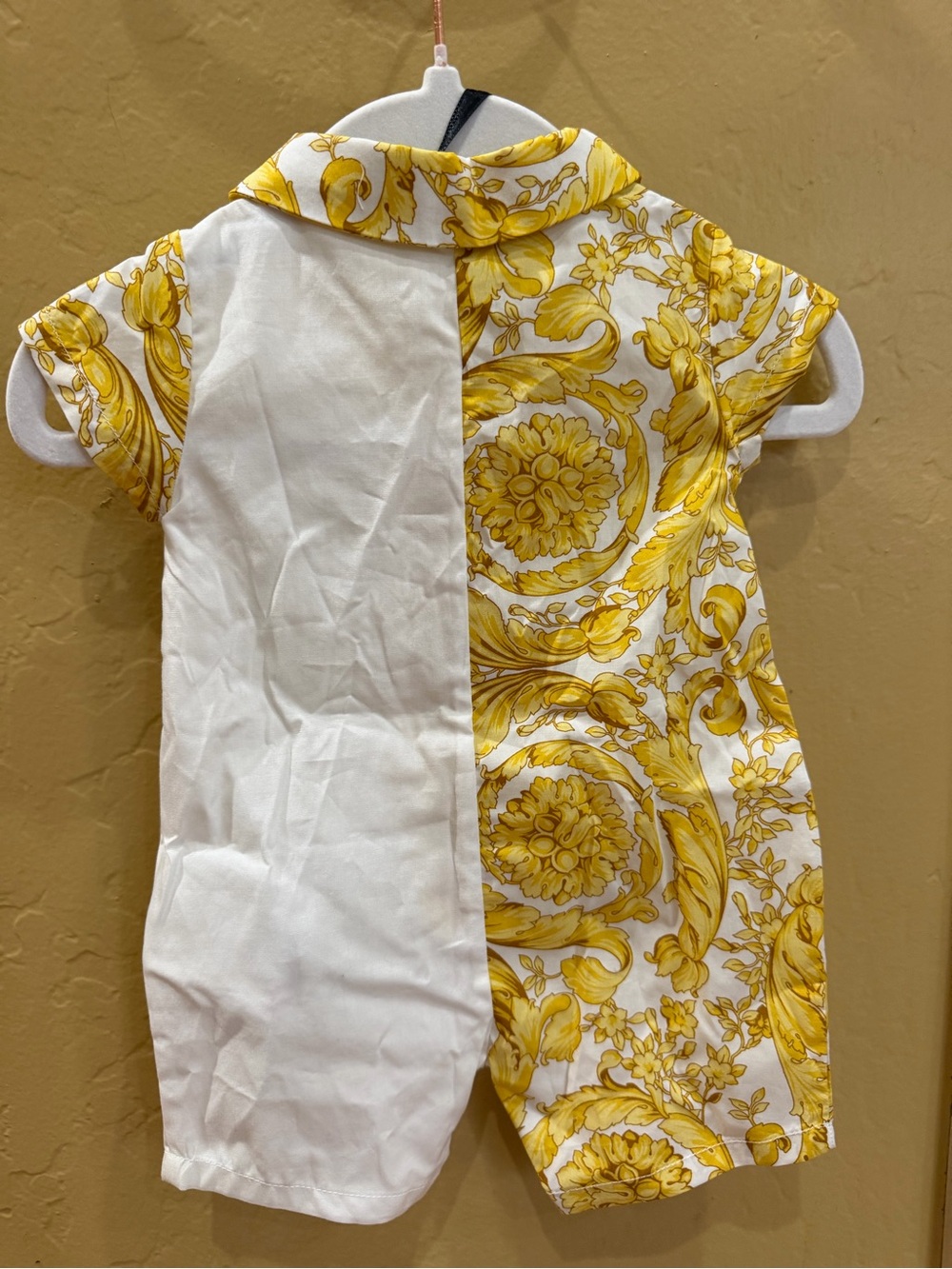 Versace Kids White & Yellow Baroque Button-Front One-Piece - Picture 2 of 4